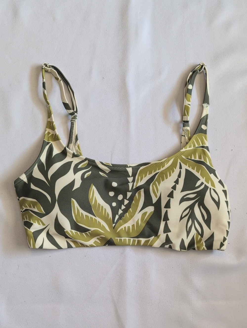Old Navy Olive Green Leaf Print Bikini Top